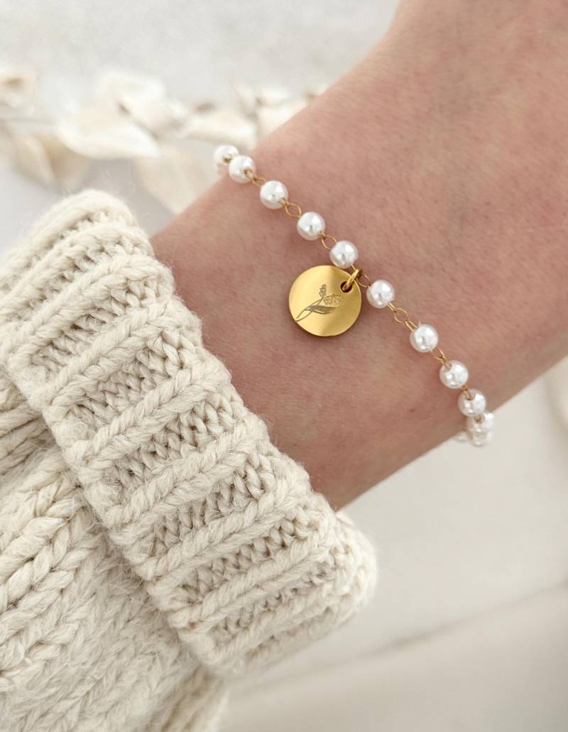 Personalisiertes Perlen Gravur Armband | Knotenarmband Edelstahl, Gold, Rose, Silber |Brautjungfer, Trauzeugin, Braut, Mama, Beste Freundin von LoulousWithLove
