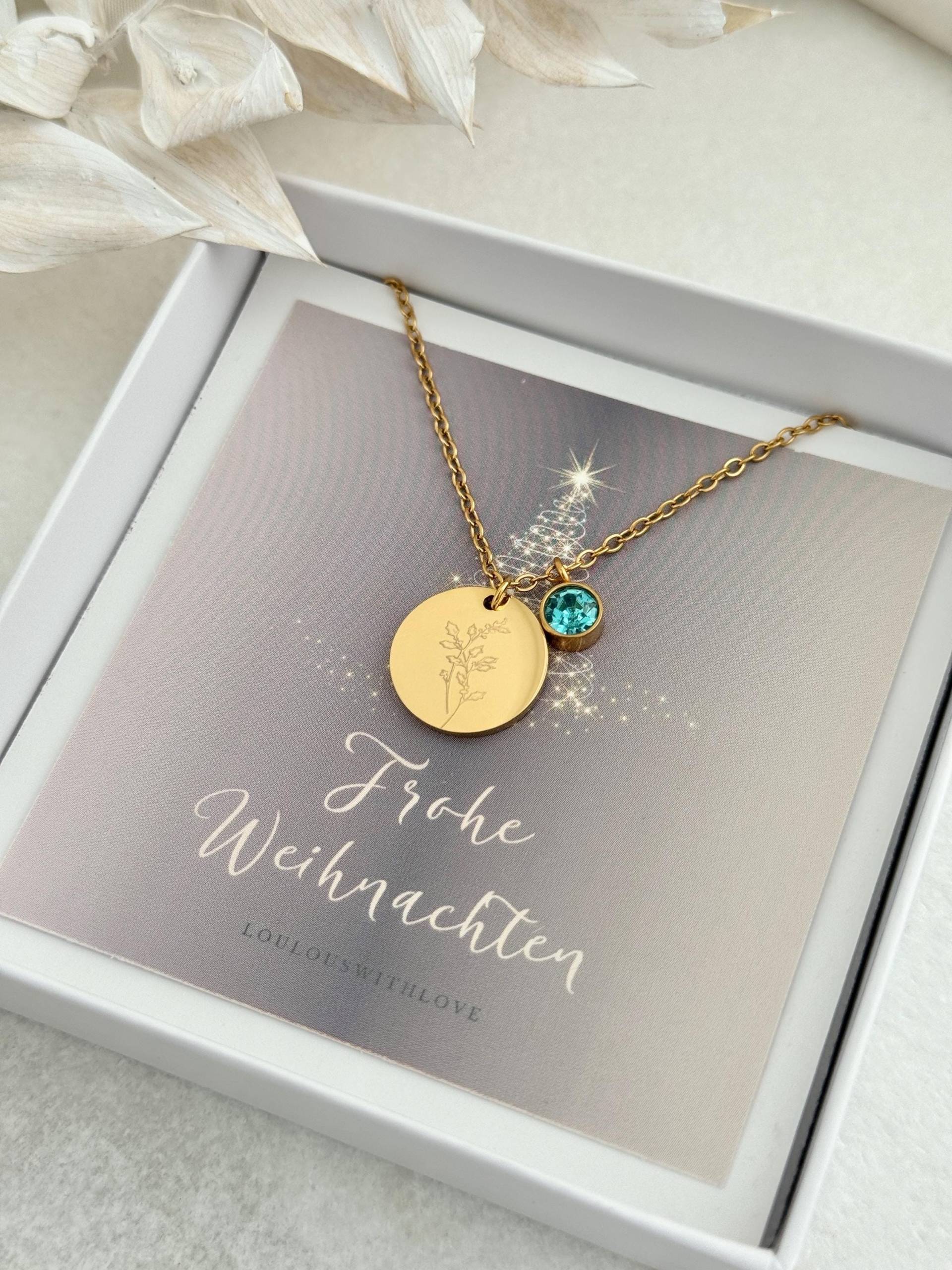 Weihnachtsgeschenk | Kette Mit Gravur Geburtsblumenkette Familienkette Edelstahl Gold, Rosé, Silber Namenskette von LoulousWithLove