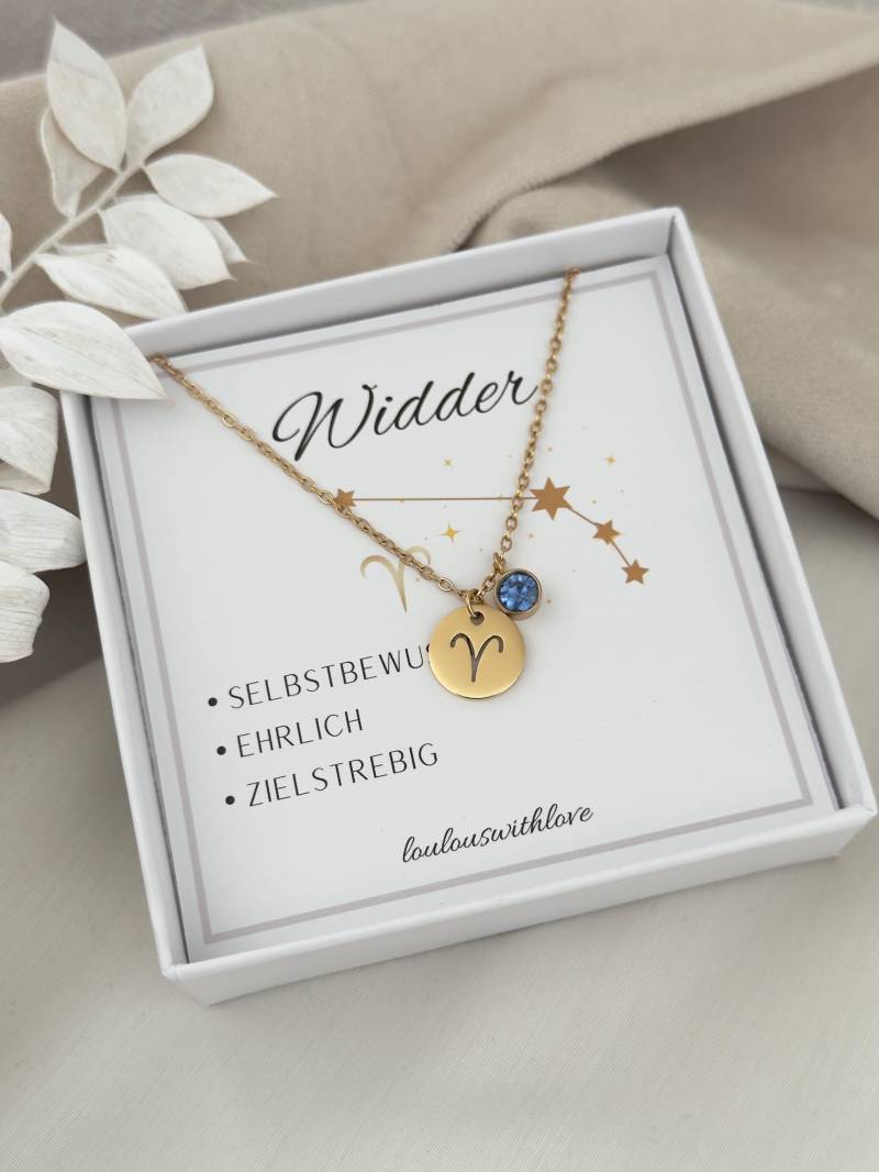 sternzeichenkette Mit Geburtsstein, Familienkette, Horoskop Kette, Edelstahl in 18K Gold, Silber Oder Rosé von LoulousWithLove