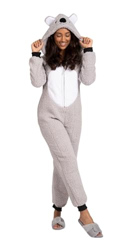 Loungeable Damen Jumpsuit Langer Overall Einteiler Koala Bärr 798062 Tier-Kostüm M von Loungeable