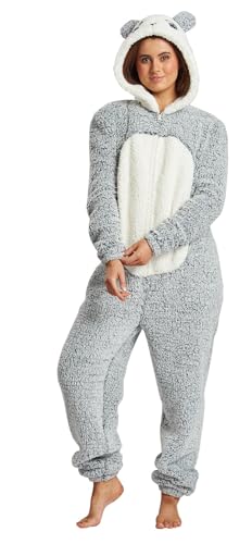 Loungeable Damen Jumpsuit Langer Overall Einteiler Panda Bär Snowtip Borg All-in-one 793259 Tier-KostümL von Loungeable