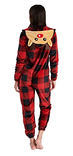 Loungeable Damen Jumpsuit Overall Einteiler Red Check Flannel Reindeer 791243 L von Loungeable