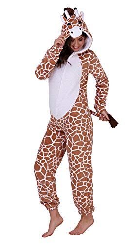 Loungeable Damen Jumpsuit Overall Tiere Gesichter Öhrchen 3D Kapuze Giraffe 799017 M von Loungeable