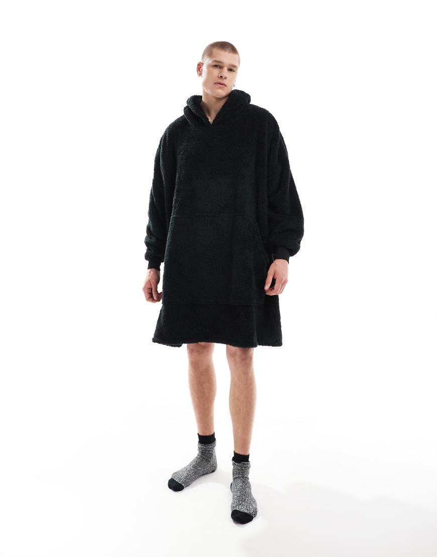 Loungeable - Kuschel-Kapuzenpullover aus Sherpa-Fleece in Schwarz Loungeable - Kuschel-Kapuzenpullover aus Sherpa-Fleece in Schwarz von Loungeable