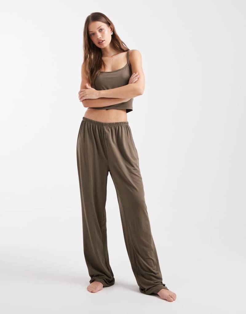 Loungeable - Mix & Match - Boxer-Hose aus superweichem Jersey mit geradem Schnitt in dunklem Taupe-Neutral von Loungeable