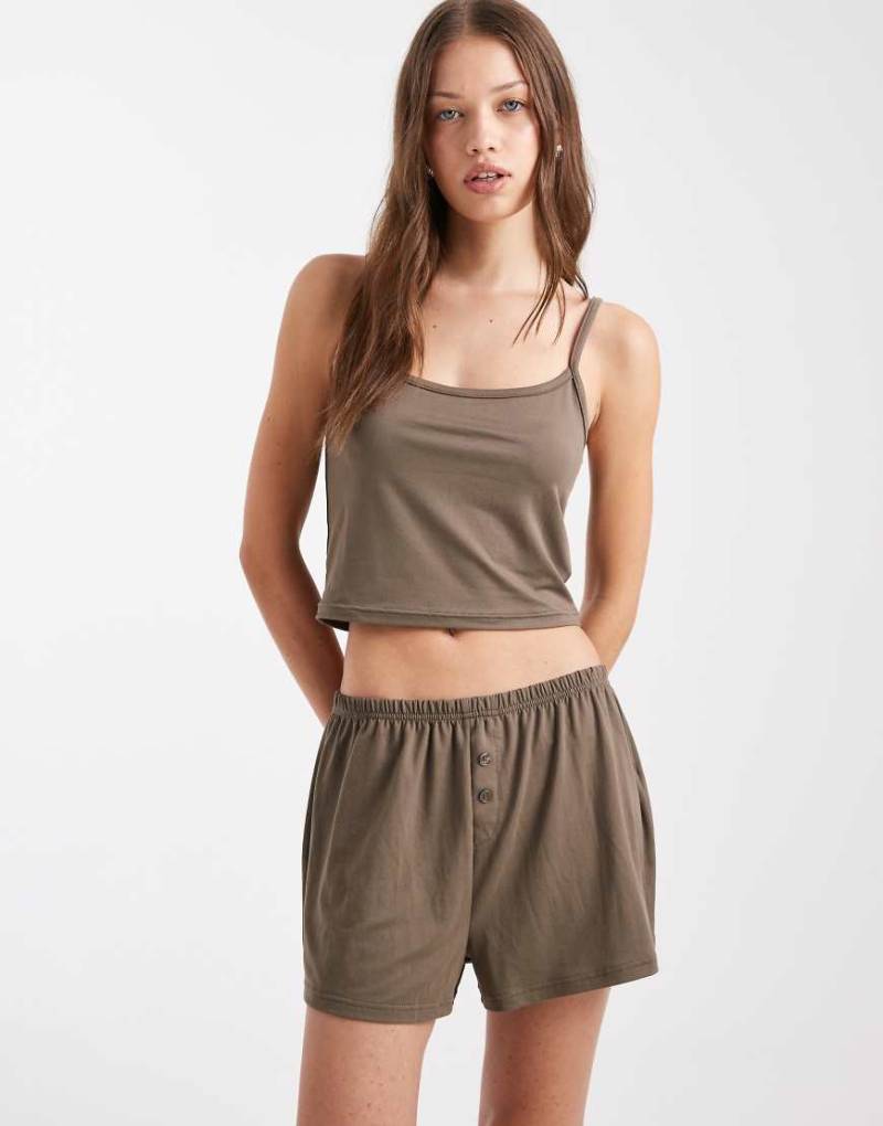Loungeable - Mix & Match - Boxershorts aus superweichem Jersey in dunklem Taupe-Neutral von Loungeable