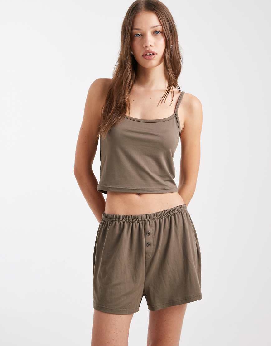 Loungeable - Mix & Match - Boxershorts aus superweichem Jersey in dunklem Taupe-Neutral von Loungeable