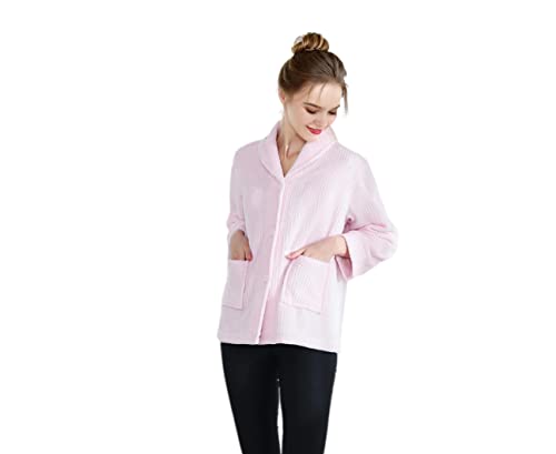 Loungees Damen Bettjacke mit Schalkragen und Knopfleiste vorne, Pink, XL Loungees Damen Bettjacke mit Schalkragen und Knopfleiste vorne, Pink, XL von Loungees