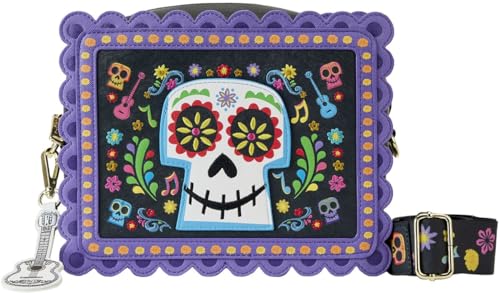 Loungefly Coco Miguel Umhängetasche Calavera Totenkopf mit Blumenmuster, Mehrfarbig, Medium von Loungefly