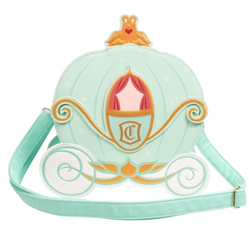 Loungefly Disney Cinderella Reversible Pumpkin Carriage Crossbody Purse, Orange/Abendrot im Zickzackmuster (Sunset Chevron), Crossbody von Loungefly