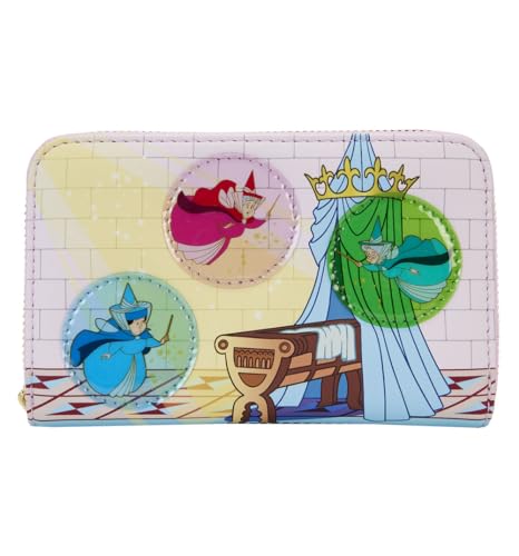Loungefly Disney Dornröschen Buntglas Schloss Geldbörse mit umlaufendem Reißverschluss, Pink Loungefly Disney Dornröschen Buntglas Schloss Geldbörse mit umlaufendem Reißverschluss, Pink von Loungefly