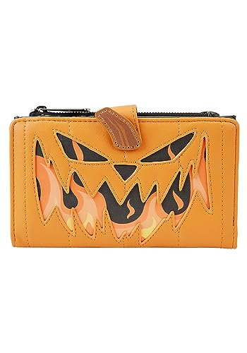 Loungefly Disney Jack Skellington Flaming Pumpkin Head Flap Wallet | Halloween Wallets, Mehrfarbig, Einheitsgröße, Bifold von Loungefly