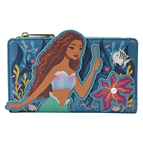 Loungefly Disney Little Mermaid Ariel Live Action Geldbörse mit Klappe, Mehrfarbig/Meereswellen (Ocean Tides), Geldbörse mit Klappe von Loungefly