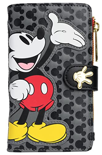 Loungefly Disney Mickey Mouse Kunstleder Wallet Snap Flap Clutch, Mehrfarbig von Loungefly