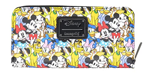 Loungefly Disney Mickey Mouse and Friends Allover Print Zip Around Wallet von Loungefly