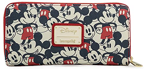 Loungefly Disney Mickey & Minnie Mouse Geldbörse mit Reißverschluss rund Clutch Kunstleder, Mehrfarbig von Loungefly