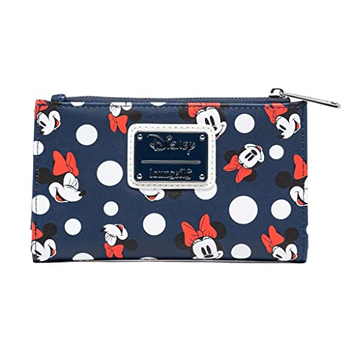 Loungefly Damen Geldbörse Disney Minnie Mouse Polka Dot Navy Reißverschluss, Blau, Geldbörse mit Reißverschluss von Loungefly