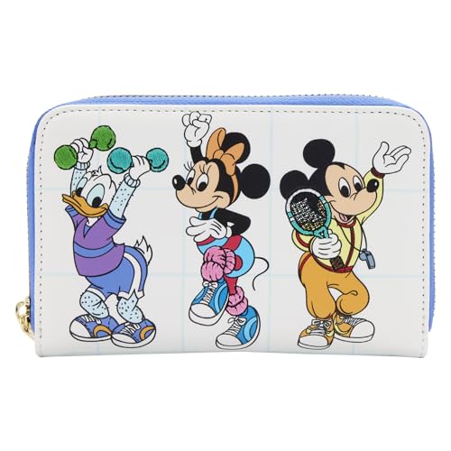 Loungefly Disney Mousercise Geldbörse mit Reißverschluss, Mousercise White, Einheitsgröße, Retro von Loungefly