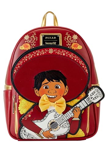 Loungefly Disney Pixar Coco Miguel Mini Rucksack Disney Standard, Rot/Ausflug, einfarbig (Getaway Solids), Standard, Mini-Rucksack von Loungefly
