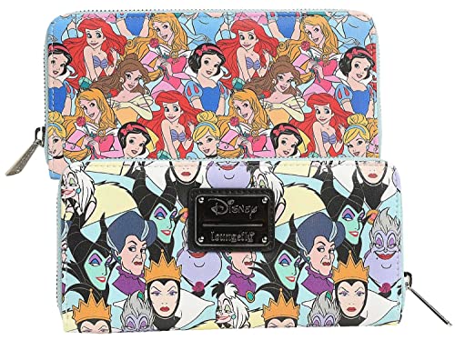 Loungefly Disney Princess and Villains börse mit ReiÃŸverschluss, Kunstleder von Loungefly