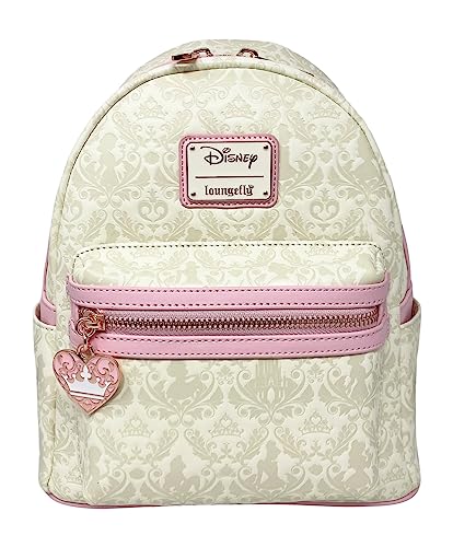 Loungefly Disney Prinzessinnen Damast geprägte Damen-Schultertasche mit Doppelriemen von Loungefly