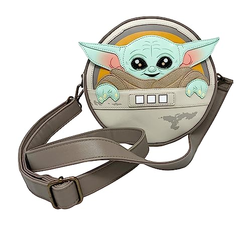 Loungefly Disney Star Wars Grogu Baby Yoda Cosplay Canteen Crossbody Satchel Handtasche Geldbörse, GRAU, Large von Loungefly