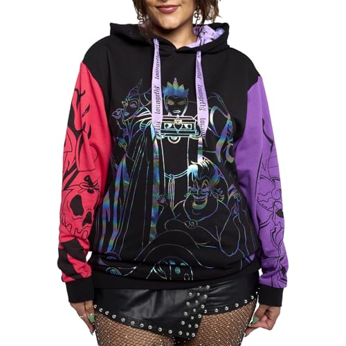 Loungefly Disney Villains Color Block Kapuzen-Sweatshirt, Größe M von Loungefly