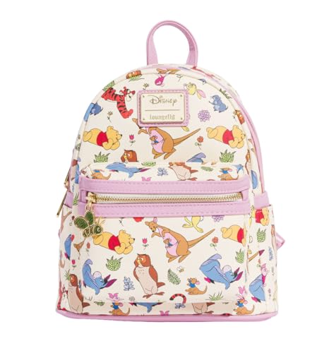 Loungefly Disney Winnie Puuh Friends AOP Mini Rucksack Tasche Geldbörse, Cream, Mini-Rucksack von Loungefly