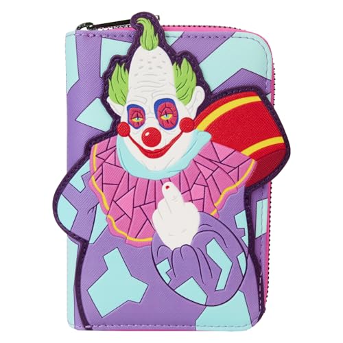 Loungefly Jumbo Killer Klowns Geldbörse mit umlaufendem Reißverschluss, 4 Steckplätze, Glow-in-the-Dark Appliqué, Metallisches Logo, Unisex, Hellblau, Violett Loungefly Jumbo Killer Klowns Geldbörse mit umlaufendem Reißverschluss, 4 Steckplätze, Glow-in-the-Dark Appliqué, Metallisches Logo, Unisex, Hellblau, Violett von Loungefly