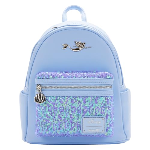 Loungefly Little Mermaid Ariel Pailletten Mini-Rucksack – exklusiv unter dem Meer Sammlerstücke, Lavendelblau, Mini Backpack, Mini-Rucksack von Loungefly