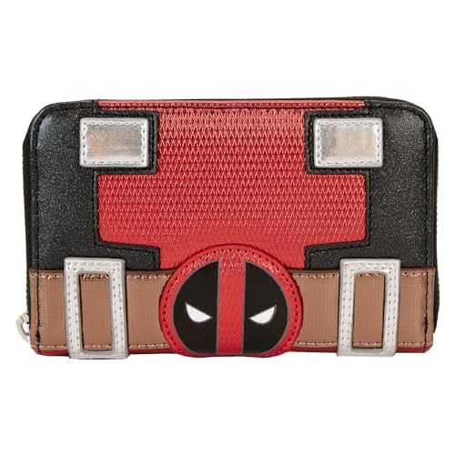 Loungefly Marvel Deadpool Metallic Collection Cosplay Zip Around Wallet Red, rot, Einheitsgröße von Loungefly