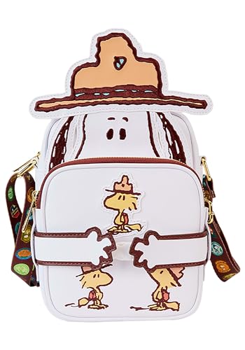 Loungefly Peanuts 50th Anniversary Snoopy's Beagle Scouts Crossbuddies® Cosplay Umhängetasche mit Münztasche, Weiss/opulenter Garten von Loungefly