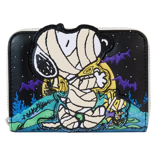 Loungefly Peanuts Snoopy Mummy Geldbörse mit Reißverschluss, 4 Fächer, Silber, Unisex, Erwachsene, Cartoon-Fans von Loungefly
