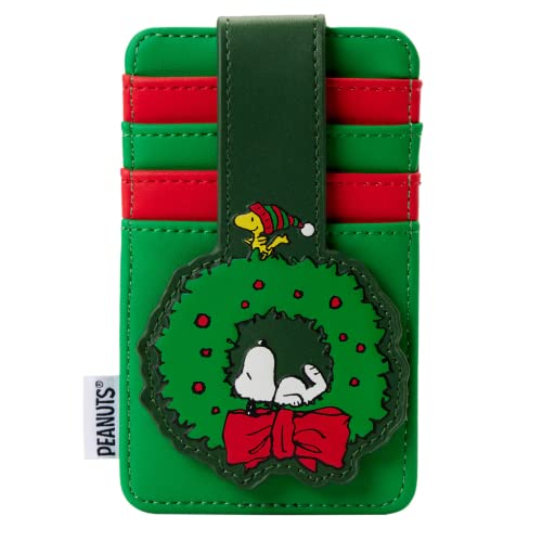 Loungefly Peanuts Snoopy & Woodstock Weihnachtskranz-Kartenhalter, Mehrfarbig/Meereswellen (Ocean Tides), Einheitsgröße, Kartenhalter mit Schnappverschluss von Loungefly