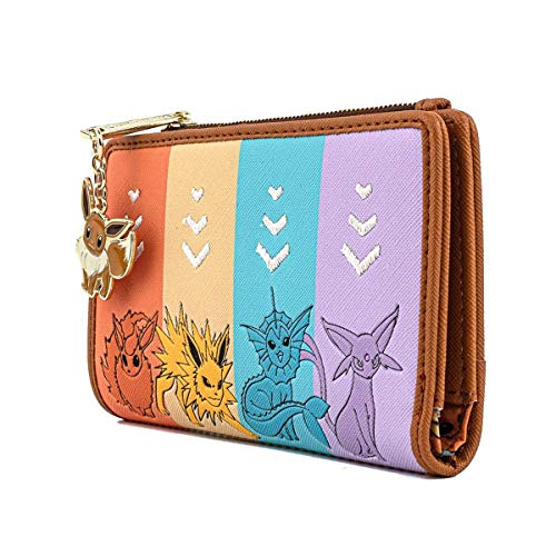 Loungefly Pokemon Eevee Evolutions Flap Wallet with Zipper Charm von Loungefly
