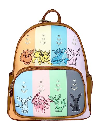 Loungefly Pokemon Eeveelutions Damen-Schultertasche mit Doppelriemen, Braun von Loungefly