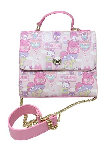 Loungefly Sanrio Hello Kitty Kawaii Allover-Print Crossbody Satchel Handtasche Geldbörse, Pink, Medium von Loungefly