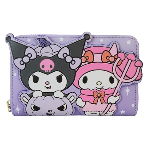 Loungefly Sanrio Kuromi and My Melody Halloween Geldbörse mit Reißverschluss, Violett, standard, Geldbörse mit umlaufendem Reißverschluss von Loungefly