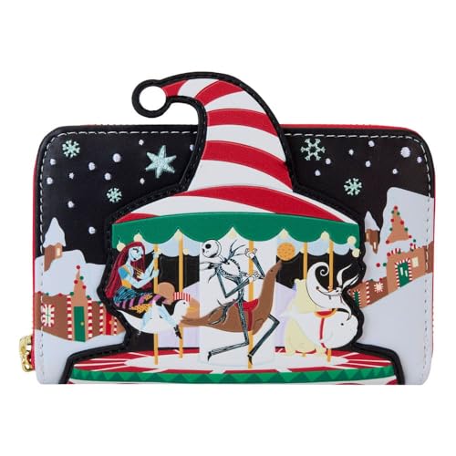 Loungefly The Nightmare Before Christmas Candy Cane Carousel Geldbörse mit Reißverschluss, Mehrfarbig, Einheitsgröße, Geldbörse mit umlaufendem Reißverschluss von Loungefly