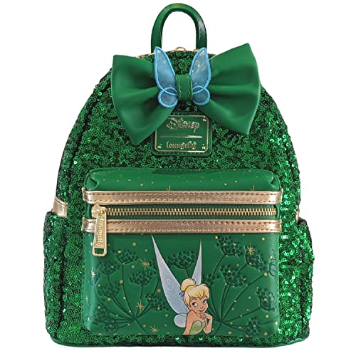 Loungefly Tinkerbell Mini-Schultertasche mit zwei Riemen, Pailletten, Grün, Grün von Loungefly