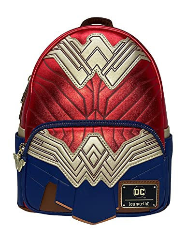 Loungefly Wonder Woman DC Comics Cosplay Damen-Schultertasche mit doppeltem Riemen, Rot/Ausflug, einfarbig (Getaway Solids), Medium von Loungefly