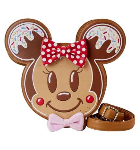 Loungefly Mickey & Minnie Gingerbread Cookie Crossbody Geldbörse | Disney, Braun, Standard, Figurale Umhängetasche von Loungefly
