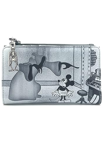 Loungefly X LASR Exklusive Disney The Haunted House Mickey Flap Wallet - Cute Wallets Fashion Cosplay Disneybound, Schwarz, Illustration von Loungefly