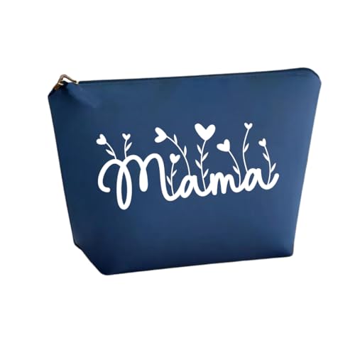 Kosmetiktasche Mama – Schminktasche aus Filz Kulturbeutel oder Reise-Kosmetiktasche – Make-up-Tasche, Waschtasche für Damen (Dunkelblau, M) von Lounis