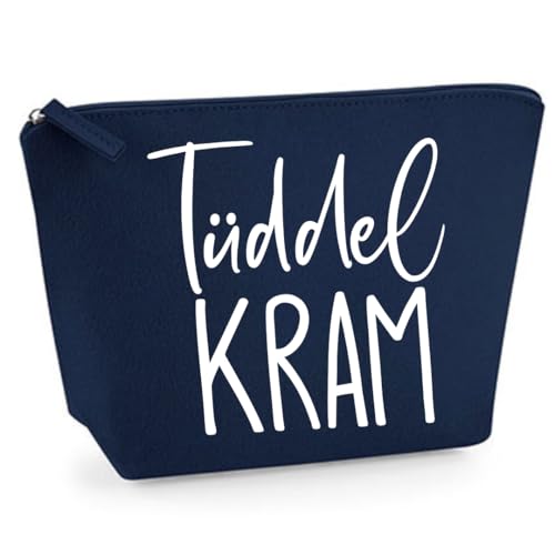 Kosmetiktasche Tüddelkram - Schminktasche Damen - Kulturbeutel für Frauen - Geschenk für Freundin - Abschiedsgeschenk Kollegin Reiseschminktasche (Dunkelblau, M) von Lounis