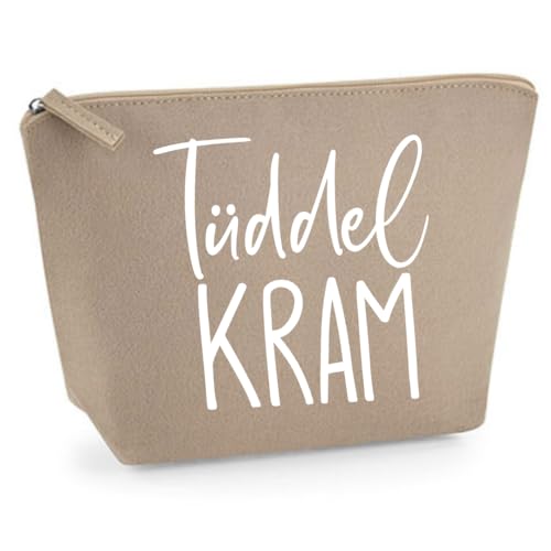 Kosmetiktasche Tüddelkram - Schminktasche Damen - Kulturbeutel für Frauen - Geschenk für Freundin - Abschiedsgeschenk Kollegin Reiseschminktasche (Sand, M) von Lounis