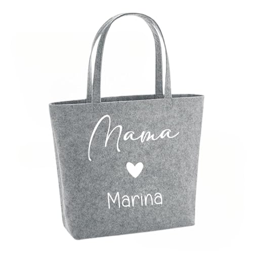 Lounis Filztasche personalisiert - Handtasche - Shoppingbag - Tasche Filz - Mama Oma Tante (Hellgrau) von Lounis