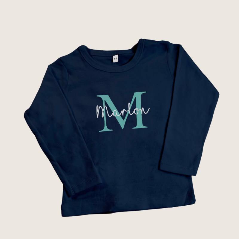Personalisiertes T-Shirt | Shirt Mit Name Kinder Namen Langarmshirt Initial Und Größe 56-134 von LounisShop