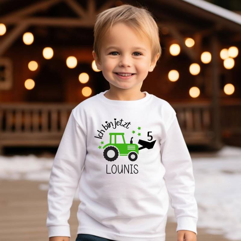 Personalisiertes Traktor-Langarmshirt Für Kinder | Bio-Baumwolle Geburtstagsgeschenk Jungen Größen 74-134 Traktor-Motiv von LounisShop