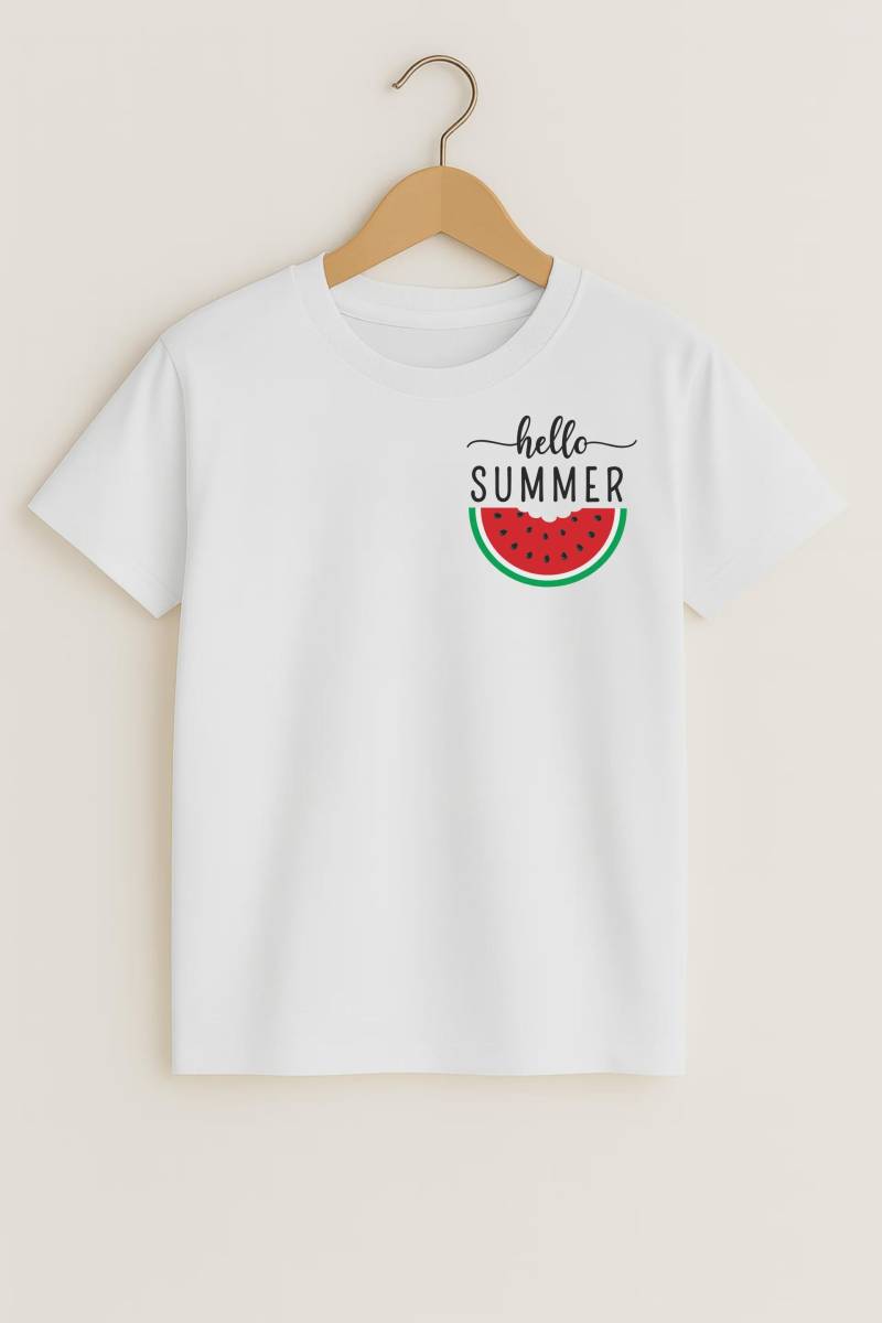 T-Shirt - Hello Summer Melone Für Kinder | Shirt Mit Spruch Rückenprint| Sommer Outfit Motto Den von LounisShop